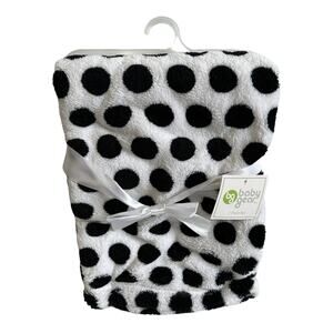 Baby Gear Polka Dots Black White Fleece Blanket Circle Kid Security Lovey NEW